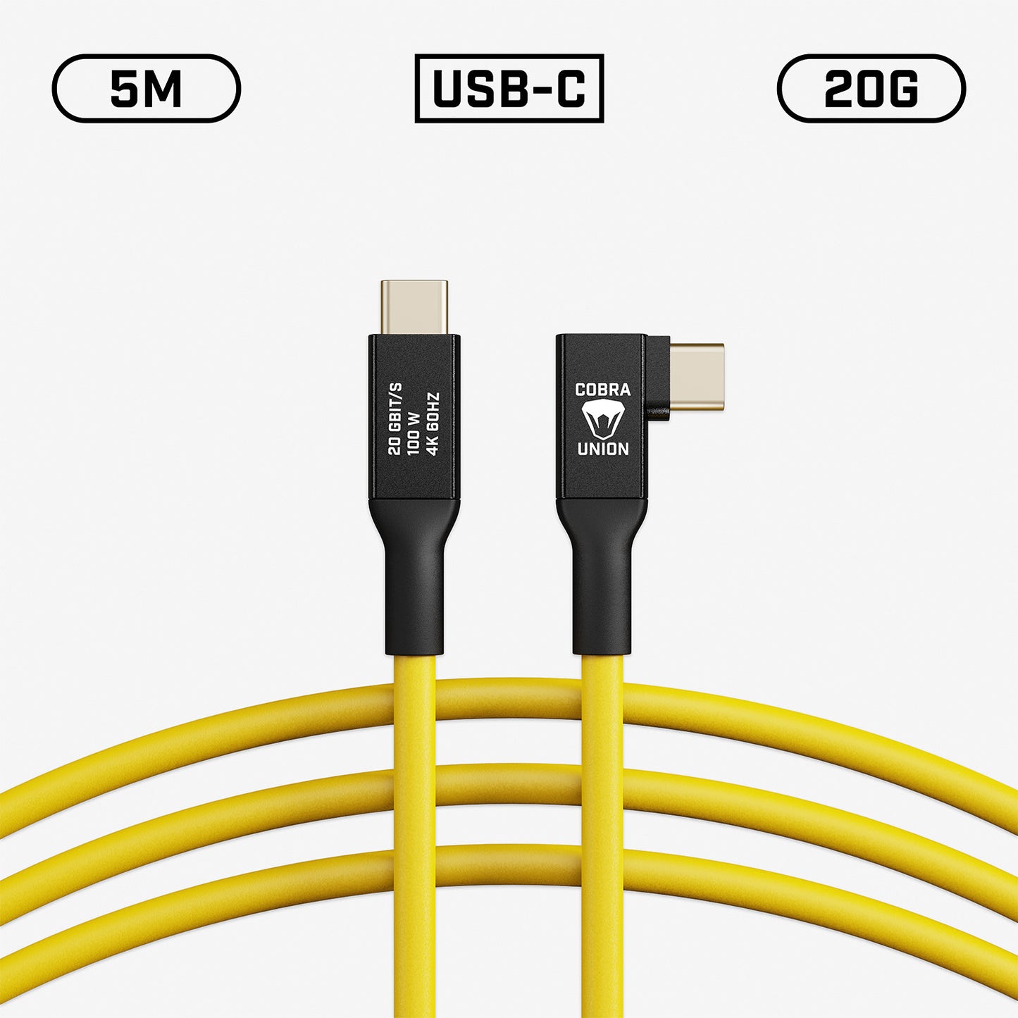 USB-C Tether Cable - 5M 10G/20G Angled