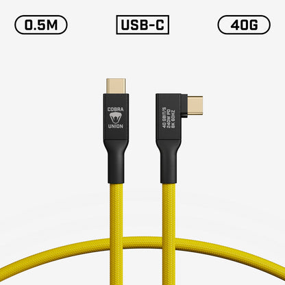 USB-C Cable 0,5M 40G - Yellow Angled