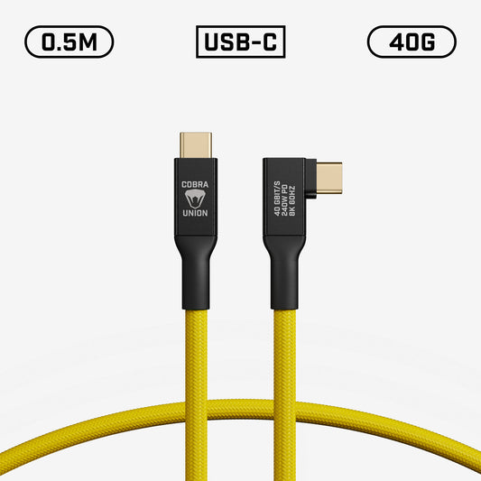 USB-C Cable 0,5M 40G - Yellow Angled