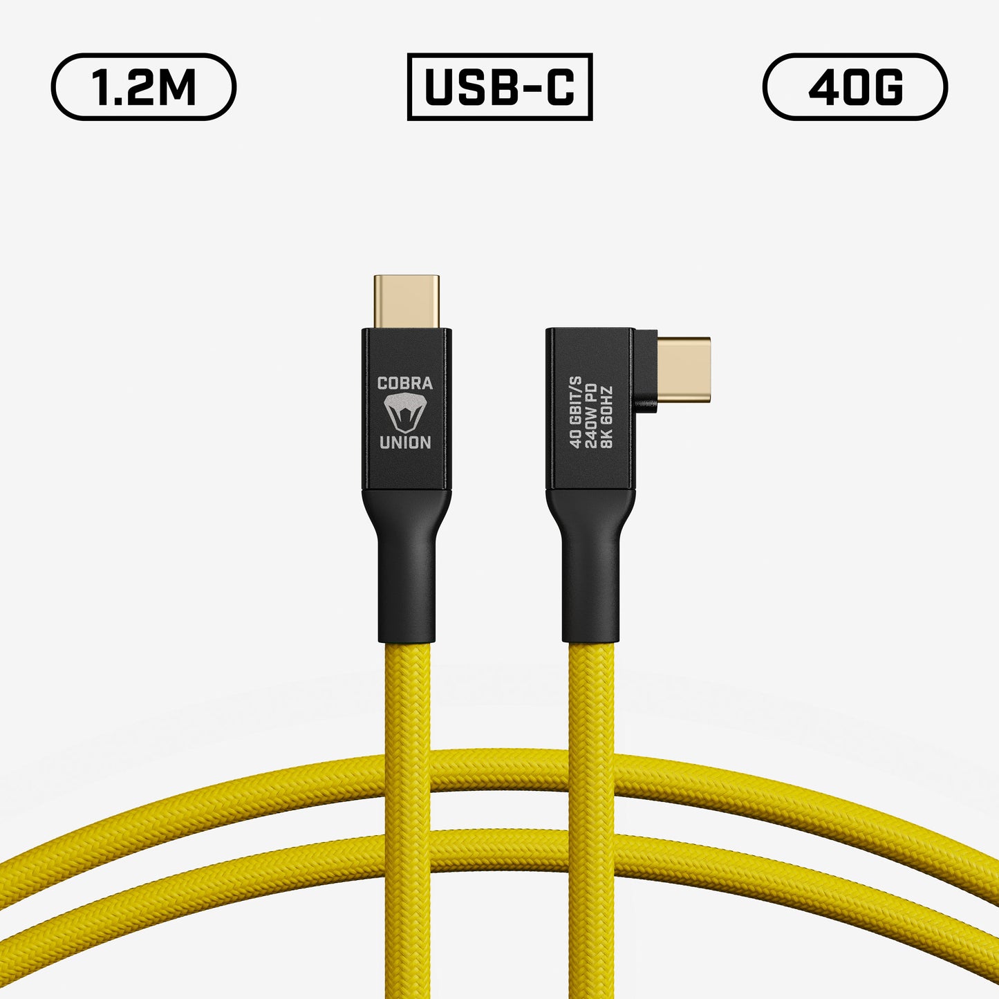 USB-C Cable 1,2M 40G - Yellow Angled