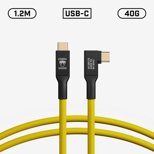 USB-C Cable 1,2M 40G - Yellow Angled